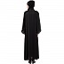 Front open abaya with hand work- Black-Silver